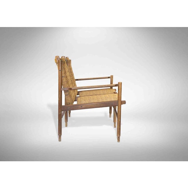 Mid-Century Two-Seater Sofa in Teak and Straw For Sale - Image 5 of 6