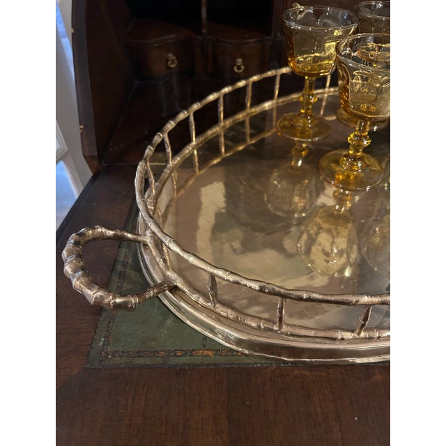 1970’s Large Brass Faux Bamboo Gallery Tray For Sale In New Orleans - Image 6 of 11