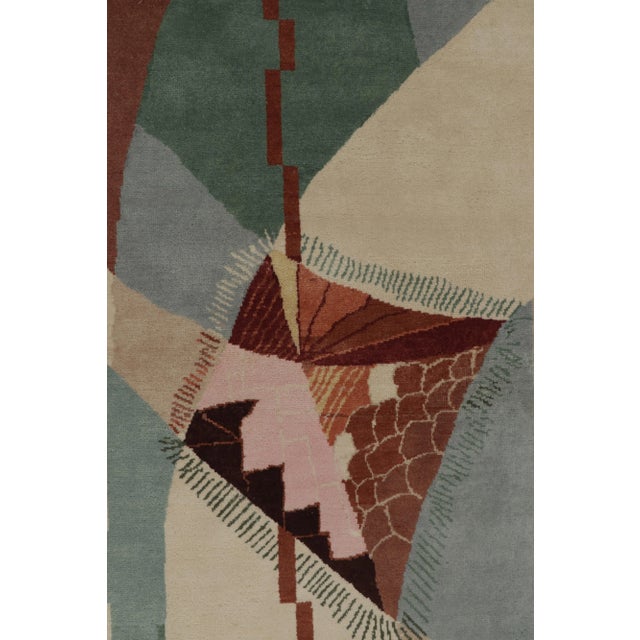 Rug & Kilim Chinese Style Art Deco Rug in Green, Blue & Brown Patterns - 5'x7' For Sale In New York - Image 6 of 8