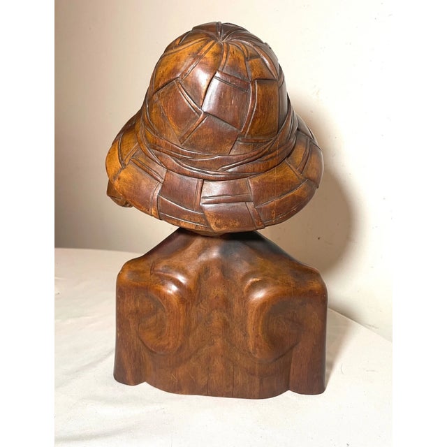 19th Century Antique 1800's Hand Carved Wooden Japanese Elder Old Man Bust Sculpture Statue For Sale - Image 5 of 12