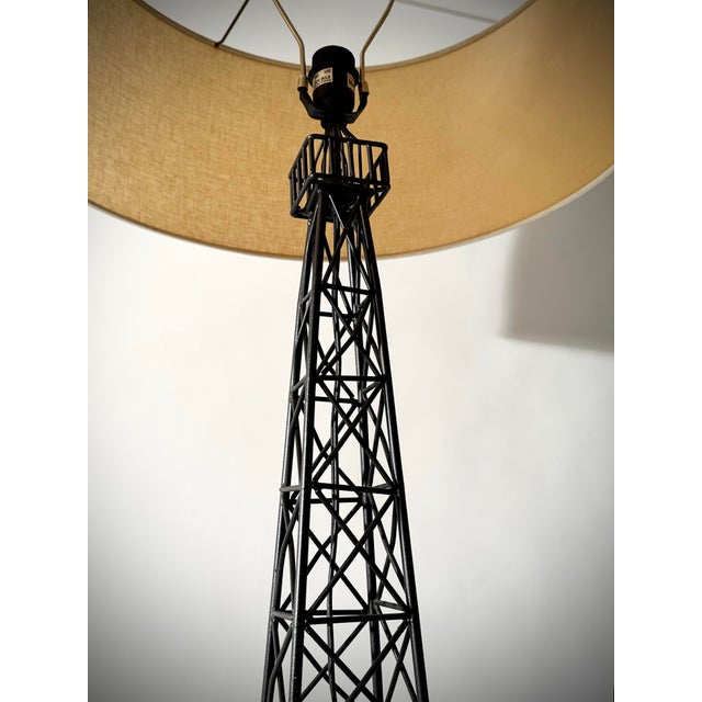 Metal 1980s Eiffel Tower Style Metal Floor Lamp For Sale - Image 7 of 8