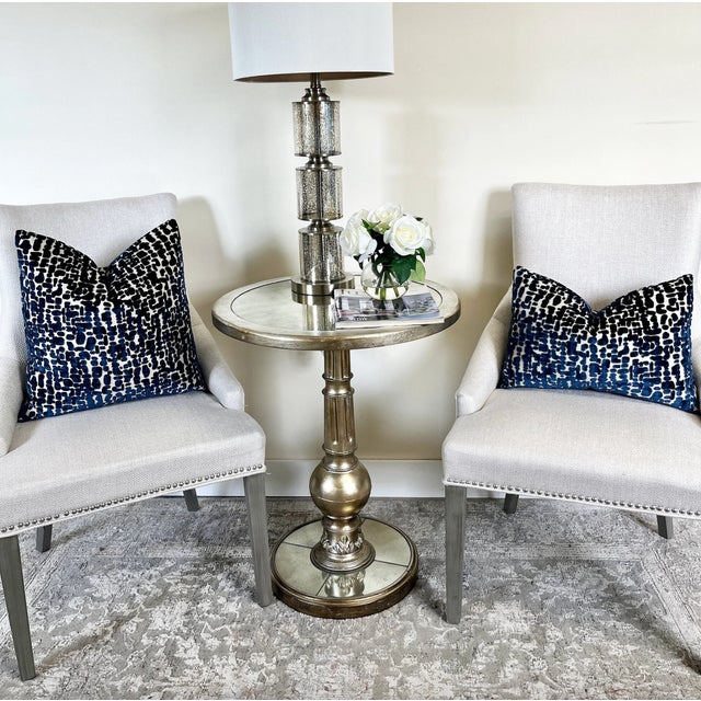 Not Yet Made - Made To Order Navy Speckle Velvet Throw Pillow With Feather Down Insert For Sale - Image 5 of 6