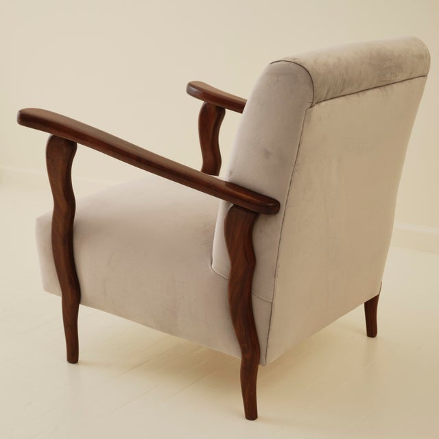 Italian Art Deco Wavy Wood Armchairs, a Pair, 1940s For Sale In New York - Image 6 of 10