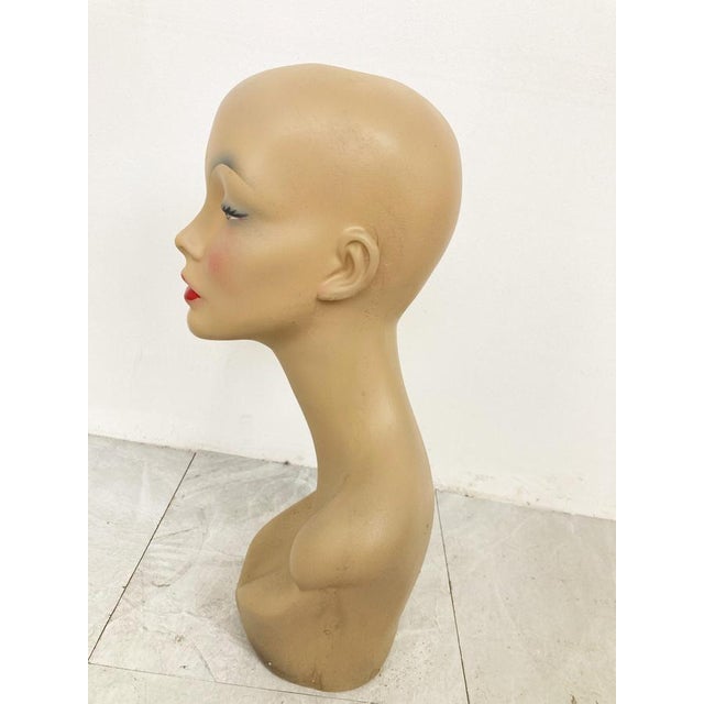 Beautiful female mannequin hat stand made from plaster. It was used to be displayed at a shopcounter or vitrine. Comes...