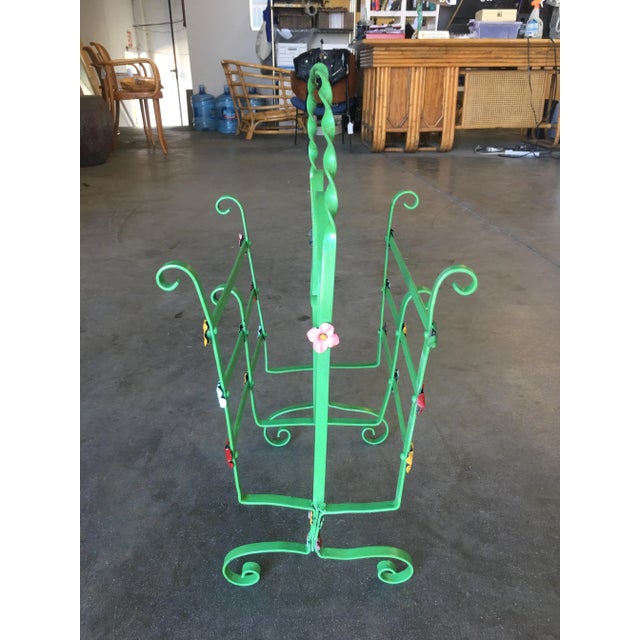 Wrought Iron Heart Floral Accent Magazine Stand For Sale - Image 4 of 6