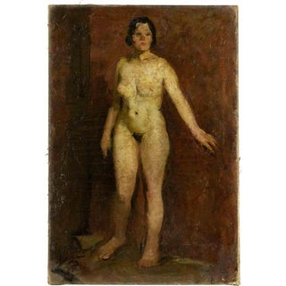 Nude Model, Mid-20th Century, Oil Painting, Framed For Sale