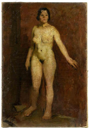 Nude Model, Mid-20th Century, Oil Painting, Framed