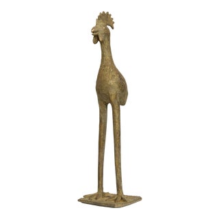 Vintage African Bronze Long Legged Bird For Sale