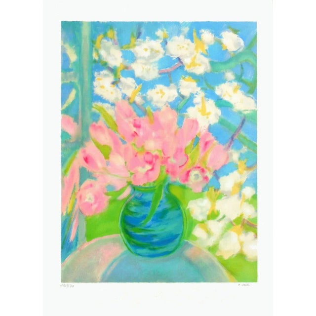 1990s Michèle Gour Rose Bouquet Lithograph For Sale