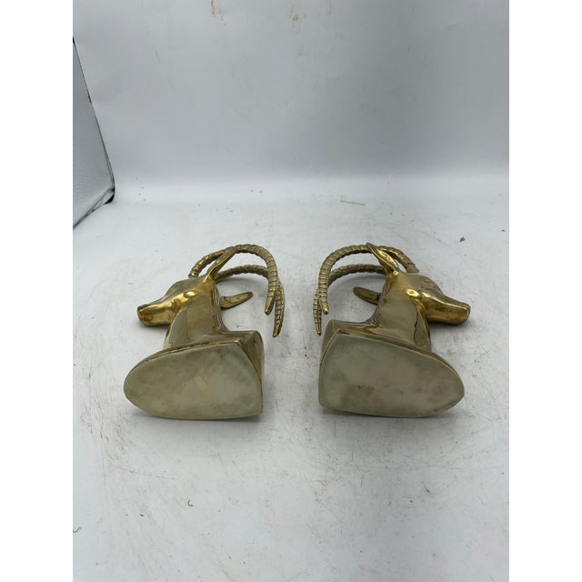 Pair of brass antelope bookends. Great addition for your library, book shelf or office decor.