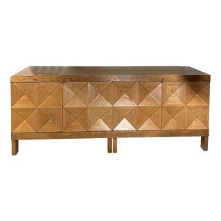 Brutalist Sideboard in Light Oak attributed to Jean Batenburg for Mi. Belgique, 1970s For Sale