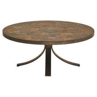 French Brutalist Slate Tile Mosaic Coffee Table, 1970s For Sale
