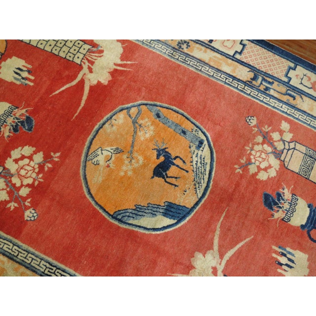 Red Early 20th Century Zabihi Collection Tibetan Pictorial Rug - 5'11" x 9'3" For Sale - Image 8 of 9