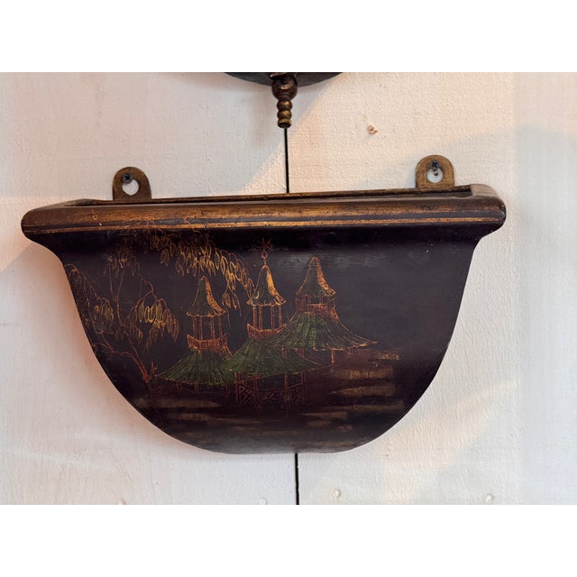 1920s 1920s Tole Painted Wall Lavabo With Chinoiserie Decoration For Sale - Image 5 of 12