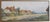 Early 20th century English village scene watercolor by S. Hart. A charming English village of thatched roof cottages, a...