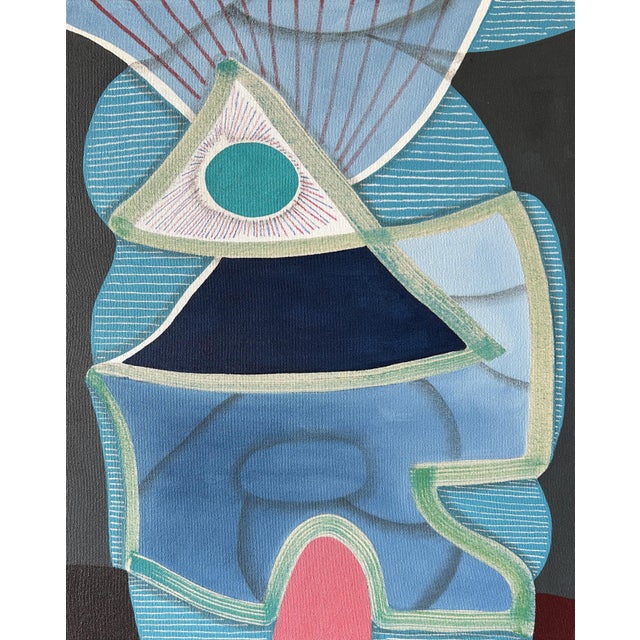 Max Manning “Untitled (CVS271)” Contemporary Blue, Teal, & Pink Geometric Abstract Painting, 2024 For Sale