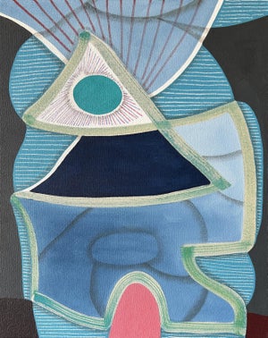 Max Manning “Untitled (CVS271)” Contemporary Blue, Teal, & Pink Geometric Abstract Painting, 2024