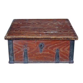 19th Century Scandinavian Hand Painted Pine Strong Box For Sale