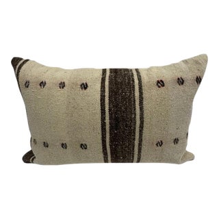 Turkish Hemp Pillow Cushion Natural Beige Brown Pillow Cushion Cover 16" x 24" For Sale