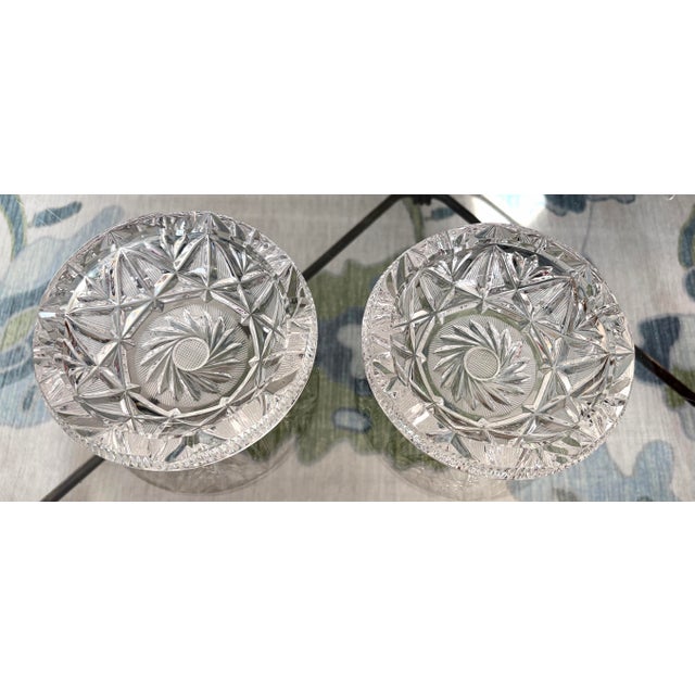 1970s Crystal Cut Pinwheel Ash Trays - A Pair For Sale - Image 5 of 10