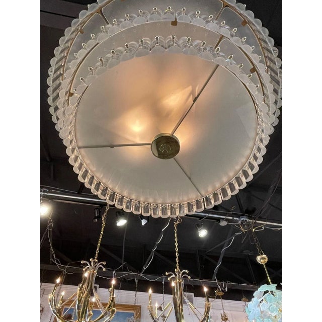 Modern Modern Murano Glass and Brass Multi-Tiered Drum Form Chandelier For Sale - Image 3 of 6