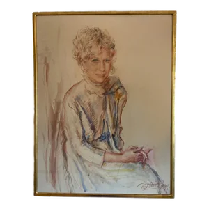 Robert Freiman - 1970s "Ilene" Portrait Watercolor Painting - Framed