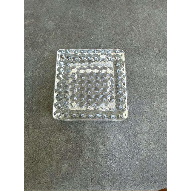 Mid-Century Modern Vintage Glass Block Ashtray With Bubble Base For Sale - Image 3 of 5