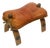 Antique Moroccan Camel Saddle Leather Footstool With Bronze Bell For Sale