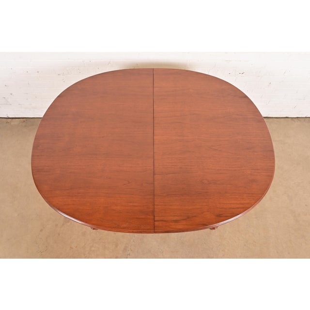 Henredon Style French Regency Louis XVI Teak Extension Dining Table, Newly Refinished For Sale - Image 9 of 15