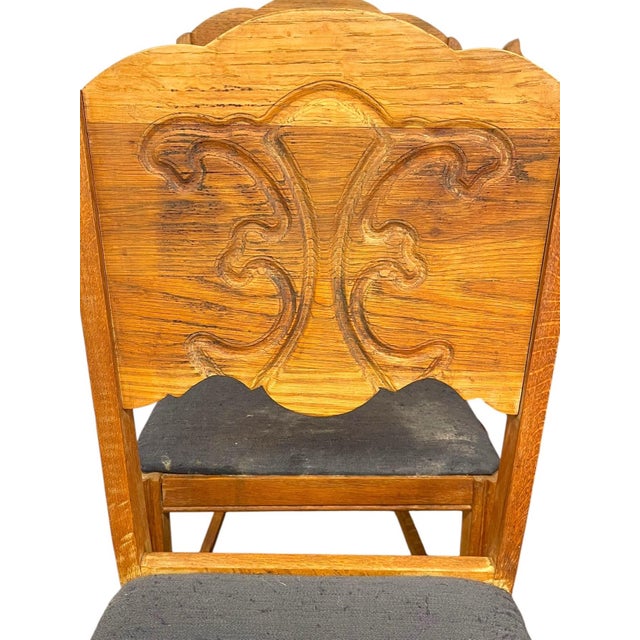 Vintage Set of 4 Carved Dining Chairs With Upholstered Seats For Sale - Image 11 of 11