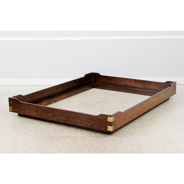 Henredon Scene 1 Campaign Style Oak Queen Size Bed For Sale - Image 13 of 18
