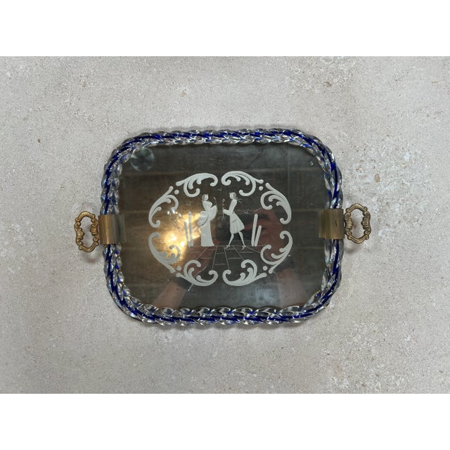 Vintage Italian Decorative Murano and Mirror Tray 1950 For Sale In Los Angeles - Image 6 of 7
