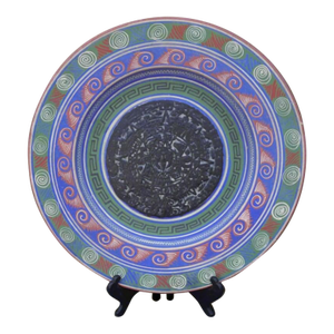 Mayan Calendar Mexican Pottery Decorative Plate, Circa 1940