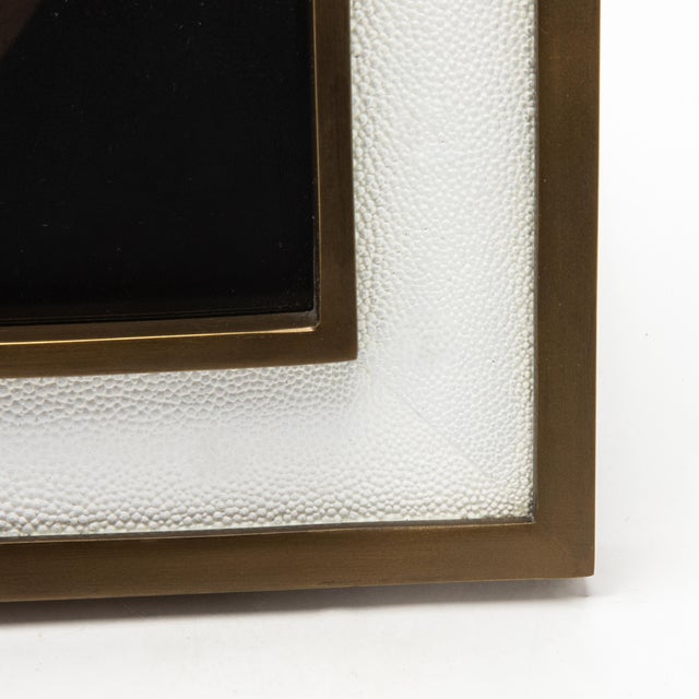 White Picture Frame 8x10” in White Shagreen With Brass Details by Kifu Paris For Sale - Image 8 of 11