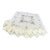 Art Deco Linen Tablecloth 32" X 33" , 10 Napkins C1930 Cream With Gray Trim Pristine For Sale