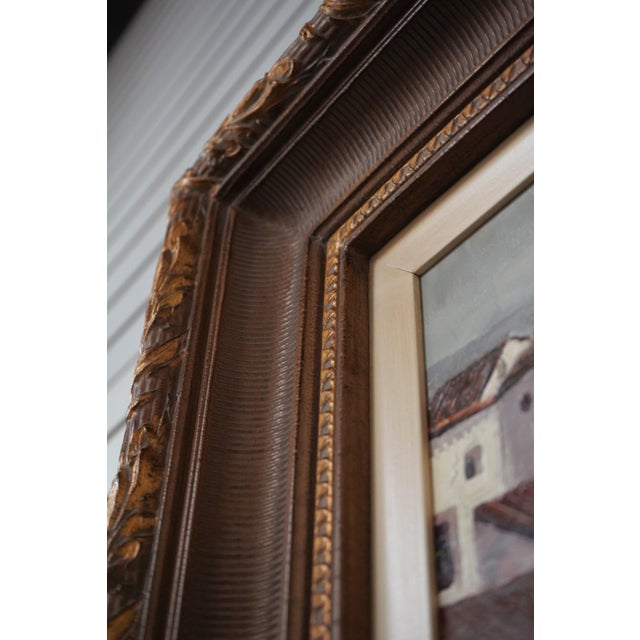Gold Maison Artist Signed Mediterranean Oil Painting on Canvas For Sale - Image 8 of 11