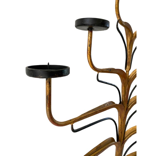 Mid 20th Century Pair of Large Mid 20th Century Metal Candle Sconces For Sale - Image 5 of 12