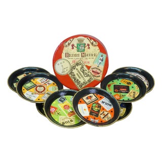 Mid 20th Century Japanese Mid Century Modern Paper Mache Wine Liquor Glass Coasters Ashtray - 9 pcs For Sale