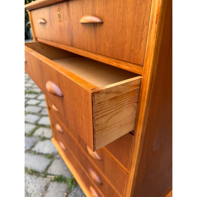 Teak Chest of Drawers with Shell Handles, Denmark For Sale - Image 6 of 11