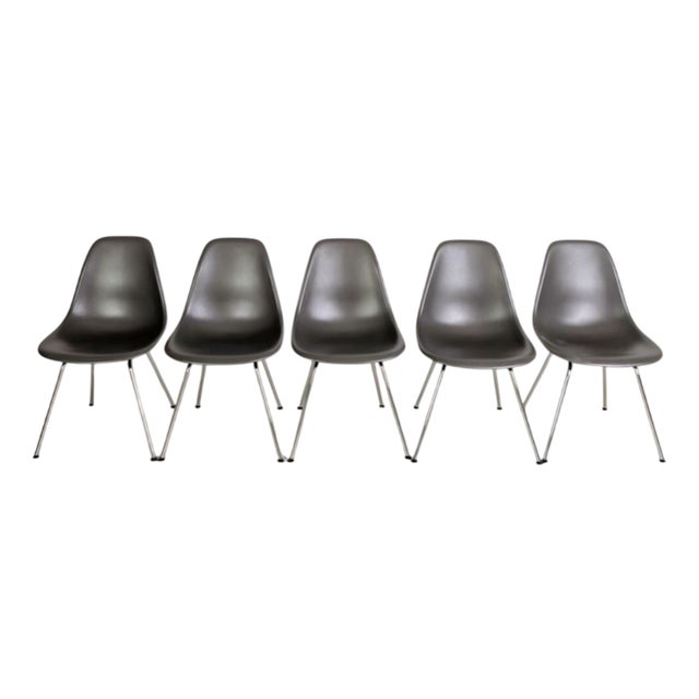 Grey Side Chairs by Charles & Ray Eames for Vitra, Set of 5 For Sale