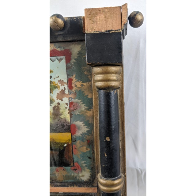 Circa 1830–1845 Empire Biedermeier Reverse-Painted Glass Mirror With Pastoral Scene For Sale - Image 13 of 16