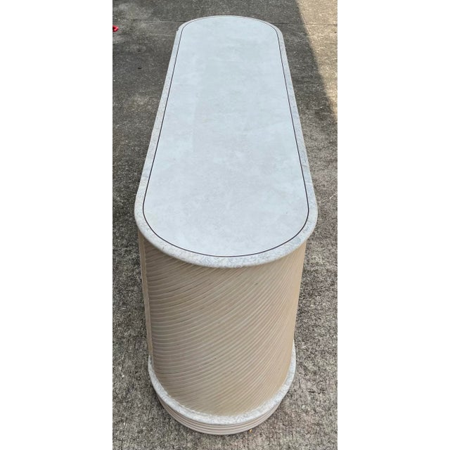 Coastal 1990s Casa Bique Coastal Tessellated Stone and Rattan Look Credenza For Sale - Image 3 of 11