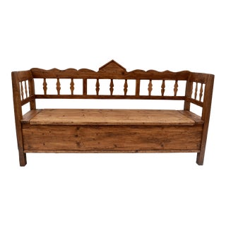 Pine and Oak Storage Bench or Settle, Hungary, Circa 1880 For Sale