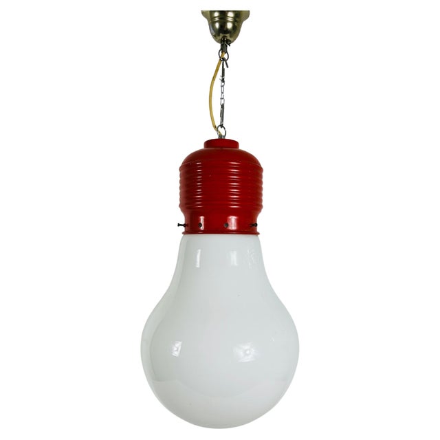 Metal Red "Bulb" Pendant Light by Ingo Maurer For Sale - Image 7 of 7
