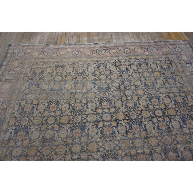 1920s Blue Room Size Herati Pattern Antique Moud Khorasan Knotted Wool Area Rug For Sale - Image 4 of 9