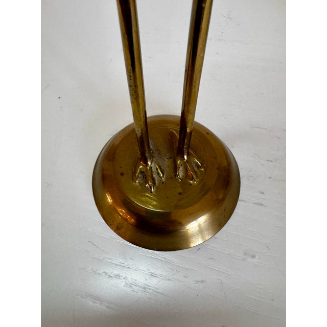 Large Vintage Brass Crane Sculpture For Sale - Image 9 of 9