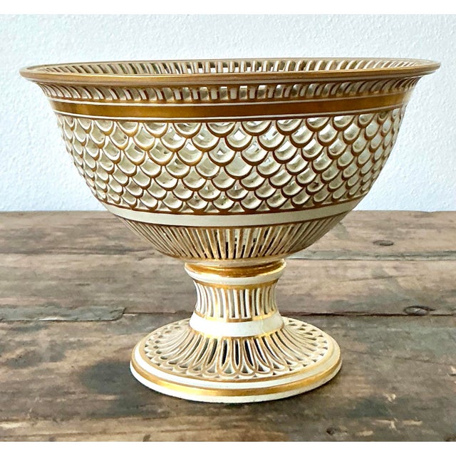 Ceramic Vintage Regency Pierced Porcelain Bowl For Sale - Image 7 of 12