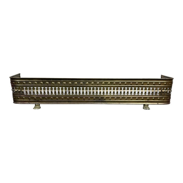 Antique English Brass Fireplace Fender For Sale
