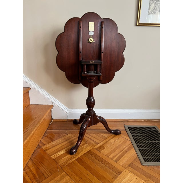 1980s 1980s Baker Grand Furniture Chippendale Mahogany Piecrust Tilt-Top Tea Table For Sale - Image 5 of 9