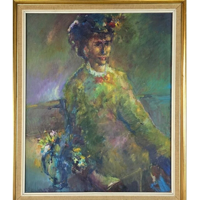 1940s Impressionist Artist, Portrait, Oil on Wood Panel, Framed For Sale - Image 5 of 13